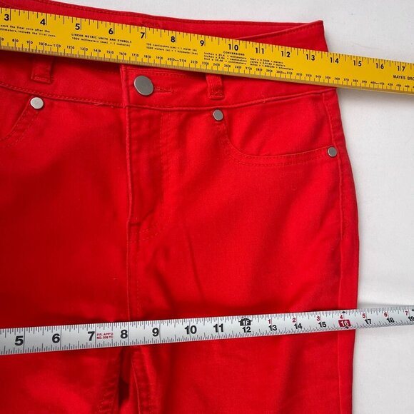 Love Fire Skinny Red Denim Jeans Double Button Stretch Womens Junior 5 - Picture 11 of 13
